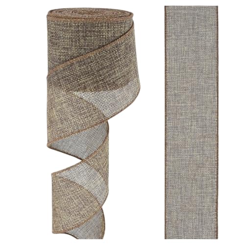 HSTWODE 2 Rollen（12 Farben） Dekoband Geschenkband Baumband Breit Leinenband Stoffband Sackleinen Band Dekobänder Jute Deko Floristenband Juteband Juteschnur Gewebeband (Dunkelbraun) von HSTWODE