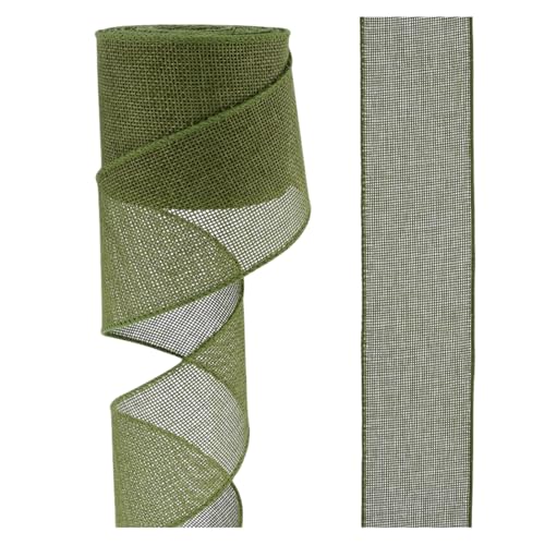 HSTWODE 2 Rollen（12 Farben） Dekoband Geschenkband Baumband Breit Leinenband Stoffband Sackleinen Band Dekobänder Jute Deko Floristenband Juteband Juteschnur Gewebeband (Dunkelgrün) von HSTWODE