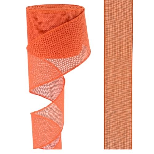 HSTWODE 2 Rollen（12 Farben） Dekoband Geschenkband Baumband Breit Leinenband Stoffband Sackleinen Band Dekobänder Jute Deko Floristenband Juteband Juteschnur Gewebeband (Orange) von HSTWODE