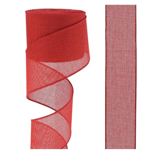 HSTWODE 2 Rollen（12 Farben） Dekoband Geschenkband Baumband Breit Leinenband Stoffband Sackleinen Band Dekobänder Jute Deko Floristenband Juteband Juteschnur Gewebeband (Rot) von HSTWODE