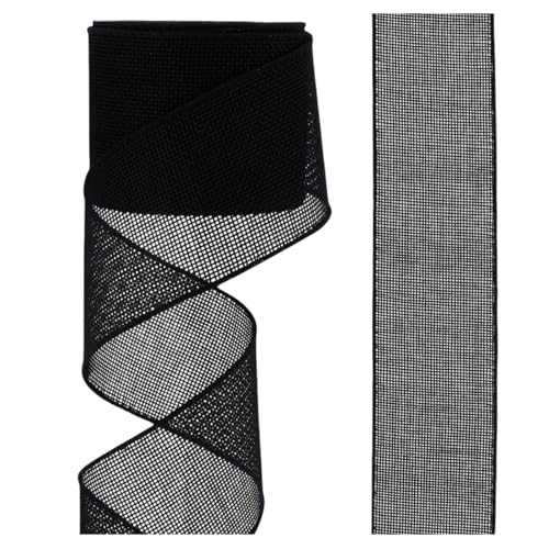 HSTWODE 2 Rollen（12 Farben） Dekoband Geschenkband Baumband Breit Leinenband Stoffband Sackleinen Band Dekobänder Jute Deko Floristenband Juteband Juteschnur Gewebeband (Schwarz) von HSTWODE