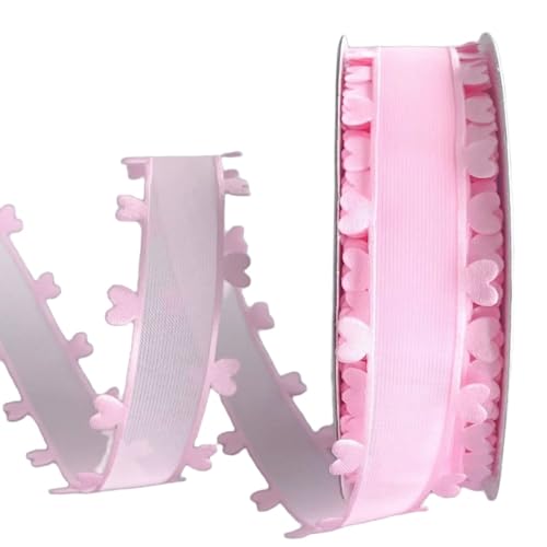 HSTWODE 2 Rollen 20 yard*38mm Organza mit Herz Geschenkband Schleife Herzen Dekoband Herzband Organzaband Hochzeit Weihnachten Geschenkschleife (Hellrosa, 3.8mm) von HSTWODE