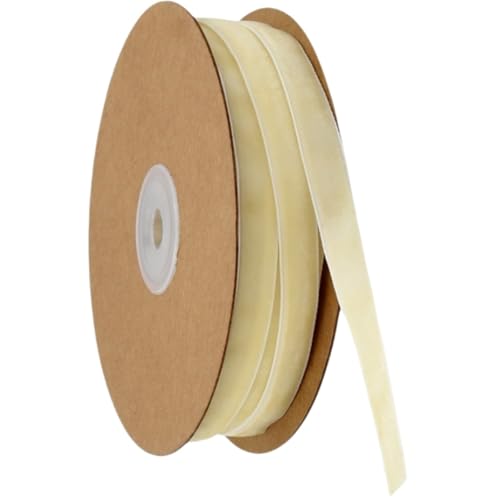 HSTWODE 2 Rollen Samtband 20 Meter/Rollen 10mm Dekoband Geschenkband aus Samt Schleifenband zum Deko Zierborte Borte Band Schmuckband DIY Crafts Dekoration Samtborte (Beige) von HSTWODE