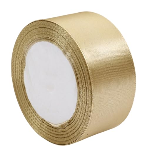 HSTWODE 2 Rollen Satinband 4cm, 25 yard Dekoration Geschenkband Fein Schleifenband, Stoffband für Taufe und Geburtstag Geschenke Der Valentinstag Verpackung von Geschenken (Gold) von HSTWODE