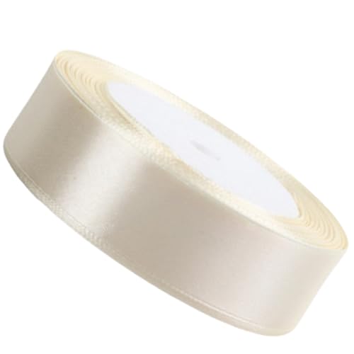 HSTWODE 2 Rollen Satinband Geschenkband Schleifenband 22m X 25mm Seidenbänder Satinband Rollen Hochzeit Stoffband Dekoband Satin Bänder zum Basteln Geschenk Verpackung (Beige) von HSTWODE