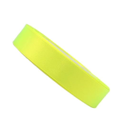 HSTWODE 2 Rollen Satinband Geschenkband Schleifenband 22m X 25mm Seidenbänder Satinband Rollen Hochzeit Stoffband Dekoband Satin Bänder zum Basteln Geschenk Verpackung (Fluoreszierendes Gelb) von HSTWODE