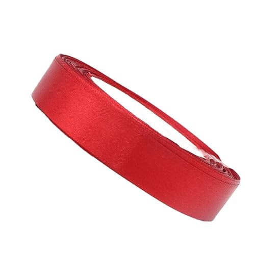 HSTWODE 2 Rollen Satinband Geschenkband Schleifenband 22m X 25mm Seidenbänder Satinband Rollen Hochzeit Stoffband Dekoband Satin Bänder zum Basteln Geschenk Verpackung (burgunderrot) von HSTWODE