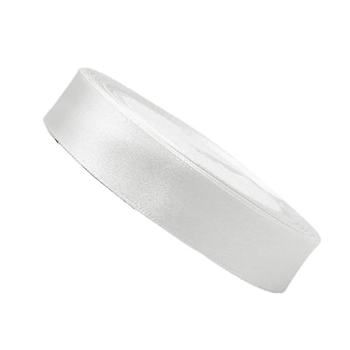 HSTWODE 2 Rollen Satinband Geschenkband Schleifenband 22m X 25mm Seidenbänder Satinband Rollen Hochzeit Stoffband Dekoband Satin Bänder zum Basteln Geschenk Verpackung (weiß) von HSTWODE