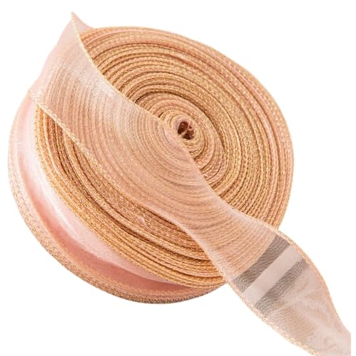 HSTWODE 2 Stück,40mm X 40m，Schleifenband,Organzaband,Chiffonband Organza mit Goldkante,Geschenkband Breit Dekoband Hochzeit Organza Seidenband (Rosa) von HSTWODE