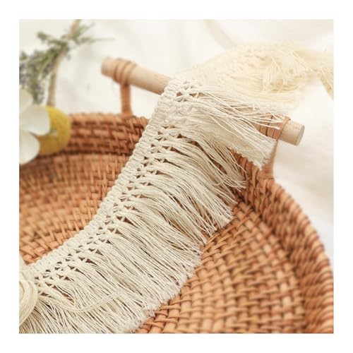 HSTWODE 25 Yards 6cm Breite Baumwolle Quaste Spitzenband, Fransenbesatz Spitzenbesatz zum Nähen Fransenborte Quaste， Trimmen Nähzubehör für DIY Kostüme Bekleidung Vorhang Kleidung Deko (Beige) von HSTWODE