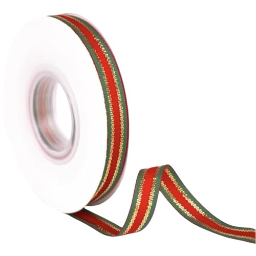 HSTWODE 25 Yards Geschenkband Weihnachten,Rot und Grün Satinband Weihnachten,Weihnachten Schleifenband, Weihnachten Dekoband Heißprägung Stoffband für Weihnachten (1cm rot und grün) von HSTWODE