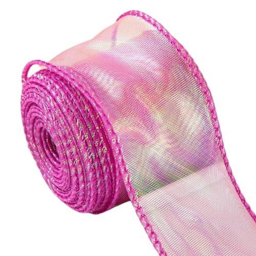 HSTWODE 3 Rollen,Chiffonband,4cm breit,10yard lang，laserhell,schimmernd,durchscheinende Organzabänder zum Basteln,Blumensträuße,Geschenkverpackung,Schleifenherstellung (Lila) von HSTWODE