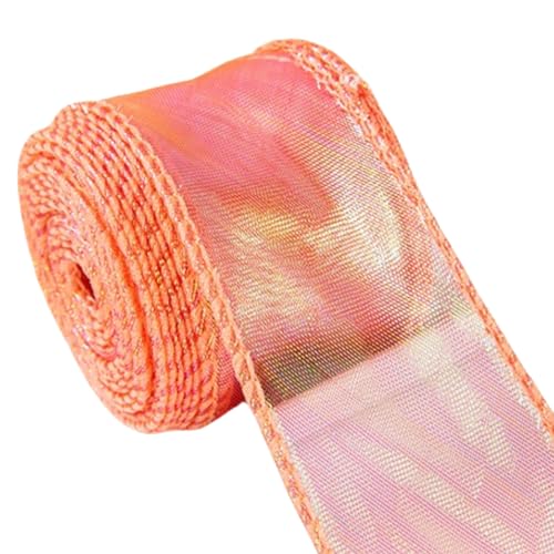 HSTWODE 3 Rollen,Chiffonband,4cm breit,10yard lang，laserhell,schimmernd,durchscheinende Organzabänder zum Basteln,Blumensträuße,Geschenkverpackung,Schleifenherstellung (Rot) von HSTWODE