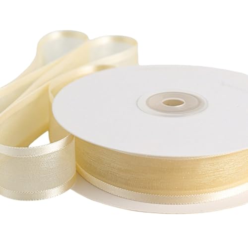 HSTWODE 3 Stück 25yard,2.5cm breit Transparentes Bänder Chiffonband Schleifenband Dekoband Geschenkverpackung Deko Band Tüllband für Weihnachten Hochzeit Taufe Geburtstag (Beige) von HSTWODE