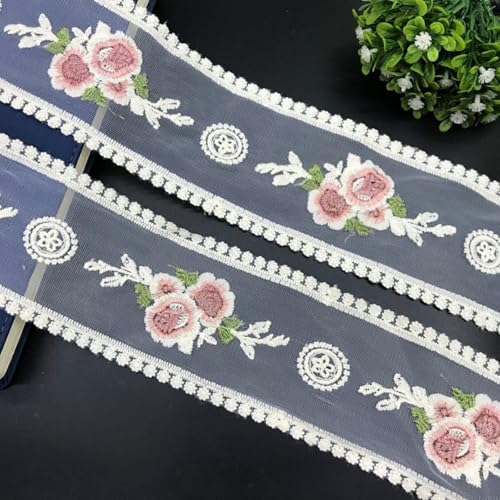 HSTWODE 30/20 Yards Blumenstickerei Spitzenbordüre, 8,5/9cm breit zartes Baumwoll-Stickband für Hochzeit/Brautdekoration, DIY Handwerk Nähen Heimdekoration (30 Yards K1228) von HSTWODE