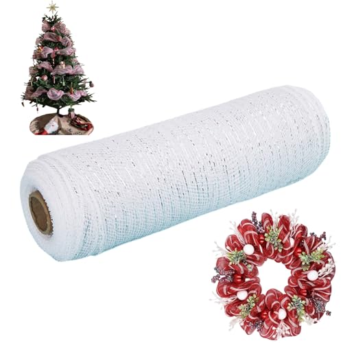 HSTWODE 32 Farben Weihnachten Deko Poly Mesh Bänder,26cm x 10yards Weihnachten Band Ribbon,Metallfolie Poly Mesh Band Rollen für Dekorationen, Kranz, DIY-Bastelbedarf (1#) von HSTWODE