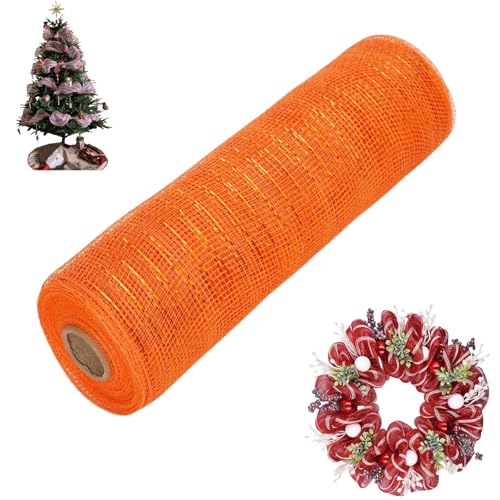 HSTWODE 32 Farben Weihnachten Deko Poly Mesh Bänder,26cm x 10yards Weihnachten Band Ribbon,Metallfolie Poly Mesh Band Rollen für Dekorationen, Kranz, DIY-Bastelbedarf (16#) von HSTWODE