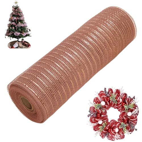 HSTWODE 32 Farben Weihnachten Deko Poly Mesh Bänder,26cm x 10yards Weihnachten Band Ribbon,Metallfolie Poly Mesh Band Rollen für Dekorationen, Kranz, DIY-Bastelbedarf (19#) von HSTWODE