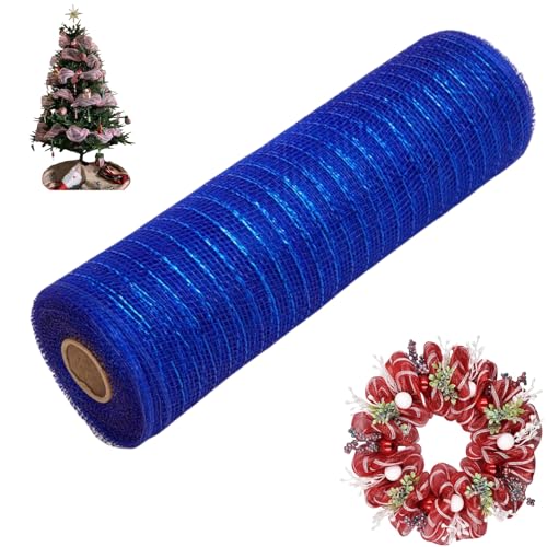 HSTWODE 32 Farben Weihnachten Deko Poly Mesh Bänder,26cm x 10yards Weihnachten Band Ribbon,Metallfolie Poly Mesh Band Rollen für Dekorationen, Kranz, DIY-Bastelbedarf (24#) von HSTWODE