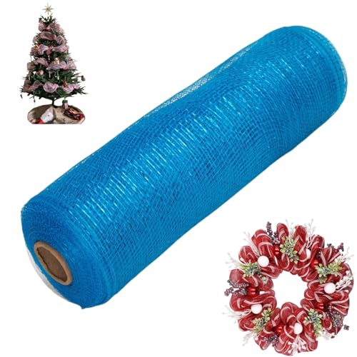 HSTWODE 32 Farben Weihnachten Deko Poly Mesh Bänder,26cm x 10yards Weihnachten Band Ribbon,Metallfolie Poly Mesh Band Rollen für Dekorationen, Kranz, DIY-Bastelbedarf (26#) von HSTWODE