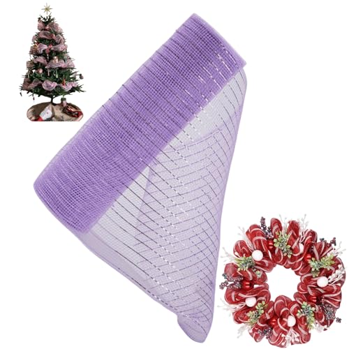 HSTWODE 32 Farben Weihnachten Deko Poly Mesh Bänder,26cm x 10yards Weihnachten Band Ribbon,Metallfolie Poly Mesh Band Rollen für Dekorationen, Kranz, DIY-Bastelbedarf (27#) von HSTWODE