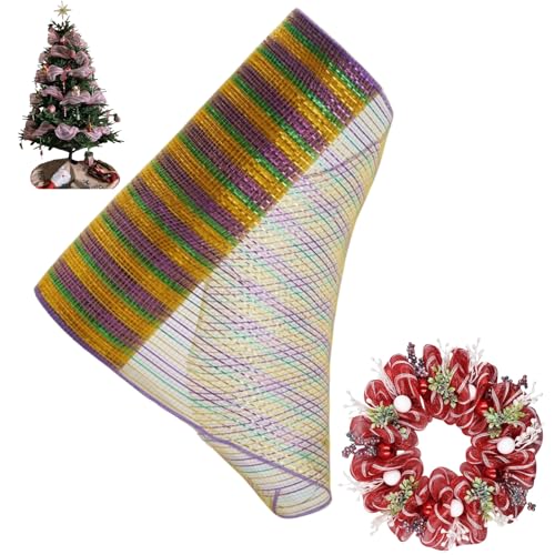 HSTWODE 32 Farben Weihnachten Deko Poly Mesh Bänder,26cm x 10yards Weihnachten Band Ribbon,Metallfolie Poly Mesh Band Rollen für Dekorationen, Kranz, DIY-Bastelbedarf (4#) von HSTWODE