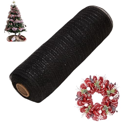 HSTWODE 32 Farben Weihnachten Deko Poly Mesh Bänder,26cm x 10yards Weihnachten Band Ribbon,Metallfolie Poly Mesh Band Rollen für Dekorationen, Kranz, DIY-Bastelbedarf (7#) von HSTWODE