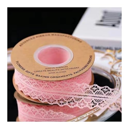 HSTWODE 3cm Breit Spitzenband, 23M Spitzenbordüre Geschenkband, Spitze Borten Band,Dekoband Zierband,Spitzenborte Spitzenstoff Zum Nähen für Nähen Dekoration (Champagner-Rosa) von HSTWODE