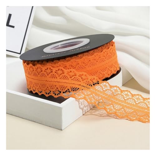 HSTWODE 3cm Breit Spitzenband, 23M Spitzenbordüre Geschenkband, Spitze Borten Band,Dekoband Zierband,Spitzenborte Spitzenstoff Zum Nähen für Nähen Dekoration (Orange) von HSTWODE