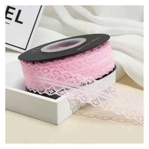 HSTWODE 3cm Breit Spitzenband, 23M Spitzenbordüre Geschenkband, Spitze Borten Band,Dekoband Zierband,Spitzenborte Spitzenstoff Zum Nähen für Nähen Dekoration (Rosa) von HSTWODE