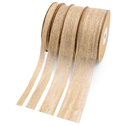 HSTWODE 4 Rollen Juteband Jute Band Vintage Geschenkband für DIY Handwerk Jahrestag Muttertag Deko Hochzeit Party Basteln von HSTWODE