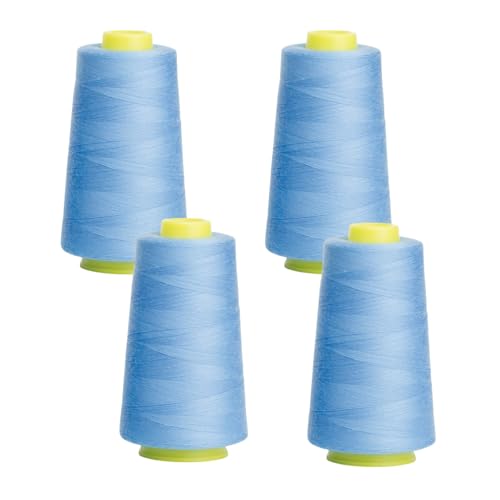 HSTWODE 4 rolle NäHgarn Overlockgarn,Polyester NäHgarn Set,Overlock Garn 40/2, Blau-violette Serie Thread NäHfaden, Insgesamt 12000yards,FüR NäHgarn Faden Garn NäHmaschine (Himmelblau) von HSTWODE