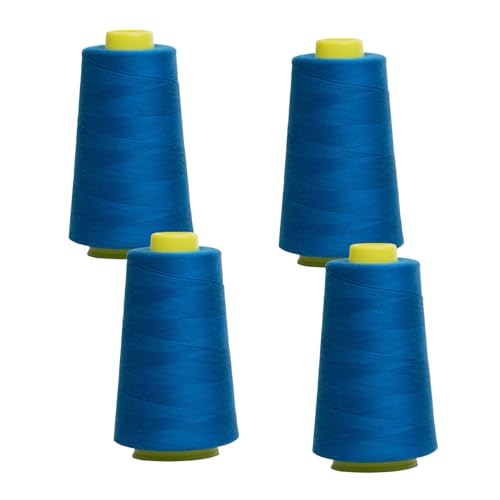 HSTWODE 4 rolle NäHgarn Overlockgarn,Polyester NäHgarn Set,Overlock Garn 40/2, Blau-violette Serie Thread NäHfaden, Insgesamt 12000yards,FüR NäHgarn Faden Garn NäHmaschine (Pfauenblau) von HSTWODE