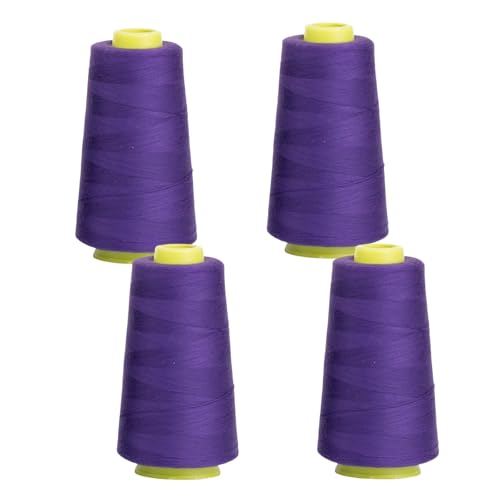 HSTWODE 4 rolle NäHgarn Overlockgarn,Polyester NäHgarn Set,Overlock Garn 40/2, Blau-violette Serie Thread NäHfaden, Insgesamt 12000yards,FüR NäHgarn Faden Garn NäHmaschine (Tiefes Violett) von HSTWODE