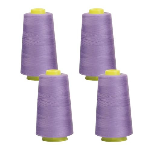 HSTWODE 4 rolle NäHgarn Overlockgarn,Polyester NäHgarn Set,Overlock Garn 40/2, Blau-violette Serie Thread NäHfaden, Insgesamt 12000yards,FüR NäHgarn Faden Garn NäHmaschine (Violett) von HSTWODE