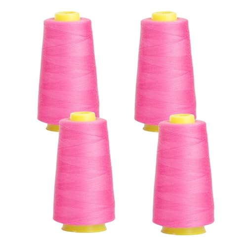 HSTWODE 4 rolle NäHgarn Overlockgarn,Polyester NäHgarn Set,Overlock Garn 40/2, Rosa Serie Thread NäHfaden, Insgesamt 12000yards,FüR NäHgarn Faden Garn NäHmaschine (Dunkelrosa) von HSTWODE