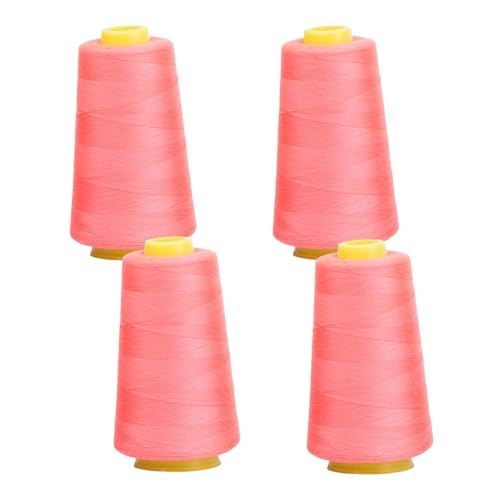 HSTWODE 4 rolle NäHgarn Overlockgarn,Polyester NäHgarn Set,Overlock Garn 40/2, Rosa Serie Thread NäHfaden, Insgesamt 12000yards,FüR NäHgarn Faden Garn NäHmaschine (Fluoreszierendes Rosa) von HSTWODE