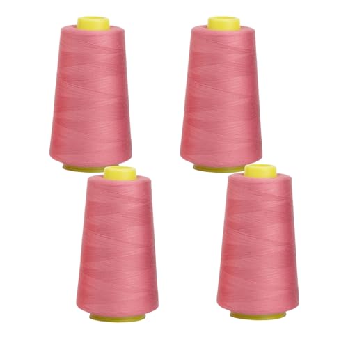 HSTWODE 4 rolle NäHgarn Overlockgarn,Polyester NäHgarn Set,Overlock Garn 40/2, Rosa Serie Thread NäHfaden, Insgesamt 12000yards,FüR NäHgarn Faden Garn NäHmaschine (Gummi Rosa) von HSTWODE