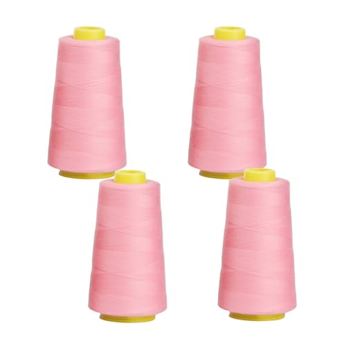 HSTWODE 4 rolle NäHgarn Overlockgarn,Polyester NäHgarn Set,Overlock Garn 40/2, Rosa Serie Thread NäHfaden, Insgesamt 12000yards,FüR NäHgarn Faden Garn NäHmaschine (Rosa) von HSTWODE