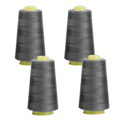 HSTWODE 4 rolle NäHgarn Overlockgarn,Polyester NäHgarn Set,Overlock Garn 40/2, Schwarz, Weiß & Curry Serie Thread NäHfaden, Insgesamt 12000yards,FüR NäHgarn Faden Garn NäHmaschine (9#) von HSTWODE