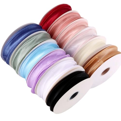 HSTWODE 50 Meter,40mm breites Chiffonband mit Satin Kante Chiffon Dekoband Schleifenband Geschenkband Halbtransparent Glänzend ohne Draht (Himmelblau) von HSTWODE