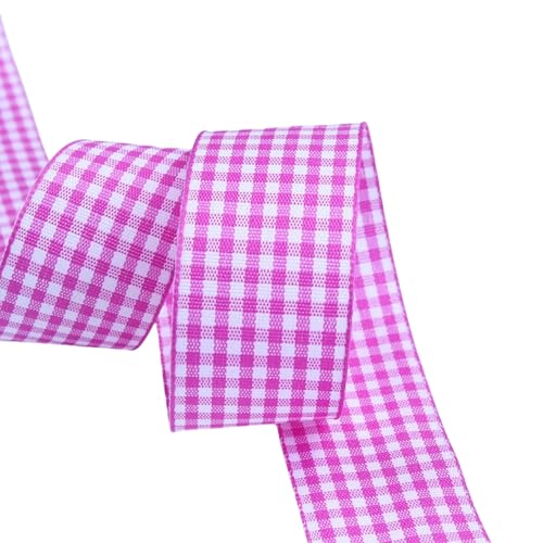 HSTWODE 50 Yard Klassisches kariertes Band, Gingham-Band, kariertes Band, Gingham-Band, gewebter Rand, Geschenkband (Hellviolett, 9mm) von HSTWODE