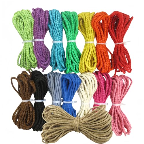 HSTWODE Farbig Jute-Schnur, juteschnur 5mm, Juteschnur für Geschenke, Hausdekorationen und Bastel- & Malmaterialien (G Style 5 Farben) von HSTWODE