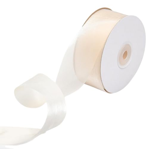 HSTWODE Geschenkband Rosa,Schleifenband Breit Hochzeit Chiffonband Glänzendes Dekoband für Geschenkverpackungen Schleifen Haarschleifen Blumensträuße (beige, 4cm) von HSTWODE