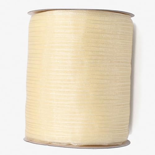 HSTWODE HSTWODE 1 Rollen,Chiffonband,0.9-1cm breit,417 meters lang，durchscheinende Organzabänder zum Basteln,Blumensträuße,Geschenkverpackung,Schleifenherstellung (Beige) von HSTWODE