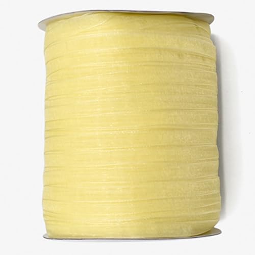 HSTWODE HSTWODE 1 Rollen,Chiffonband,0.9-1cm breit,417 meters lang，durchscheinende Organzabänder zum Basteln,Blumensträuße,Geschenkverpackung,Schleifenherstellung (Milchgelb) von HSTWODE