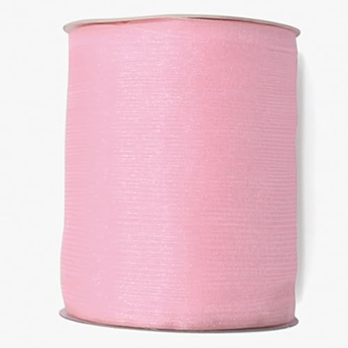 HSTWODE HSTWODE 1 Rollen,Chiffonband,0.9-1cm breit,417 meters lang，durchscheinende Organzabänder zum Basteln,Blumensträuße,Geschenkverpackung,Schleifenherstellung (Rosa) von HSTWODE