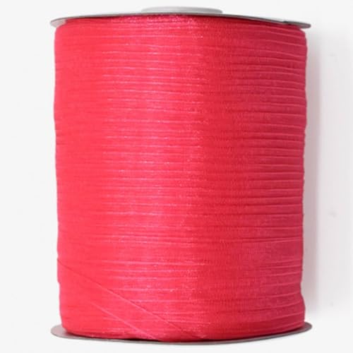 HSTWODE HSTWODE 1 Rollen,Chiffonband,0.9-1cm breit,417 meters lang，durchscheinende Organzabänder zum Basteln,Blumensträuße,Geschenkverpackung,Schleifenherstellung (Wassermelonenrot) von HSTWODE