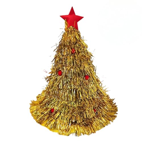 HSTWODE Haarreifen weihnachten weihnachtsmützen nikolausmütze Weihnachtsbaum Hut für Weihnachten und Weihnachtsfeier (Gold) von HSTWODE