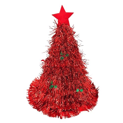 HSTWODE Haarreifen weihnachten weihnachtsmützen nikolausmütze Weihnachtsbaum Hut für Weihnachten und Weihnachtsfeier (Rot) von HSTWODE